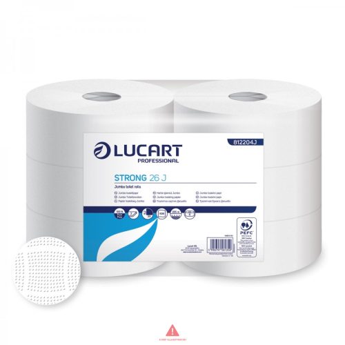 Lucart Strong 26 J  Nagytekercses toalettpapír  2 rtg. 100% cell. hófehér, 26 cm. 255m.  6tek/csom  812204J